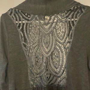 Women's Cardigan - One World Grey with design on back 1x